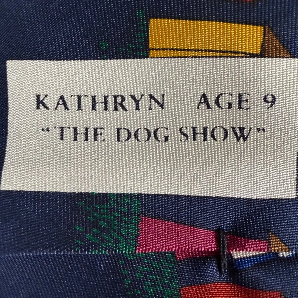 Save the Children The Dog Show Navy Blue Silk Tie Dogs Puppy Made in USA 4x56
